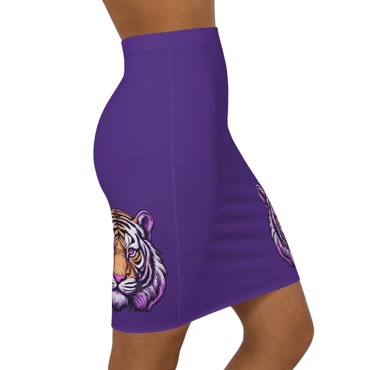 Purple Tiger Women's Pencil Skirt, Stylish Skirt for Office, Fun Night Out, Geaux LSU Tigers!