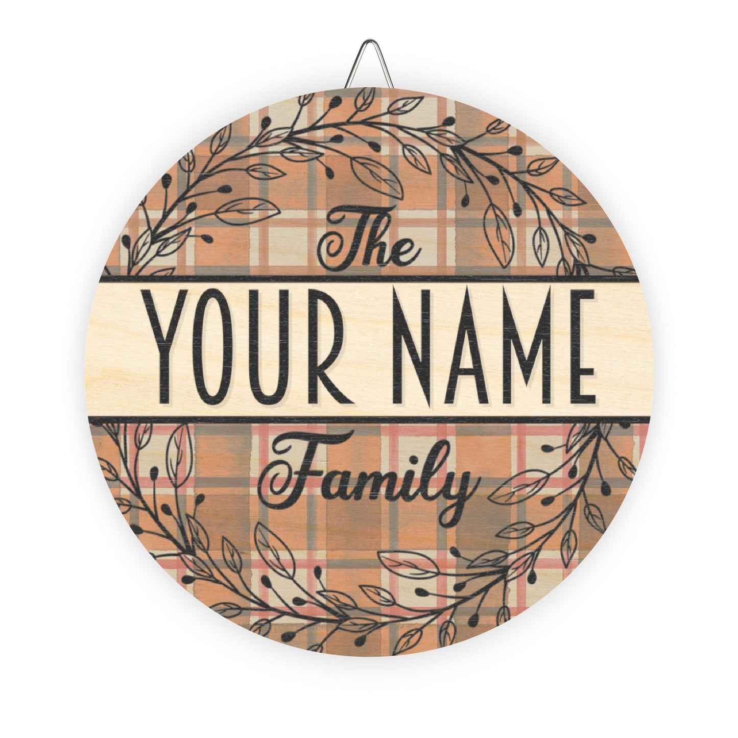 Personalized, Family Name, Fall, Plaid,Thanksgiving Door, Decor, Sign, Wreath, Wooden Door Hanger