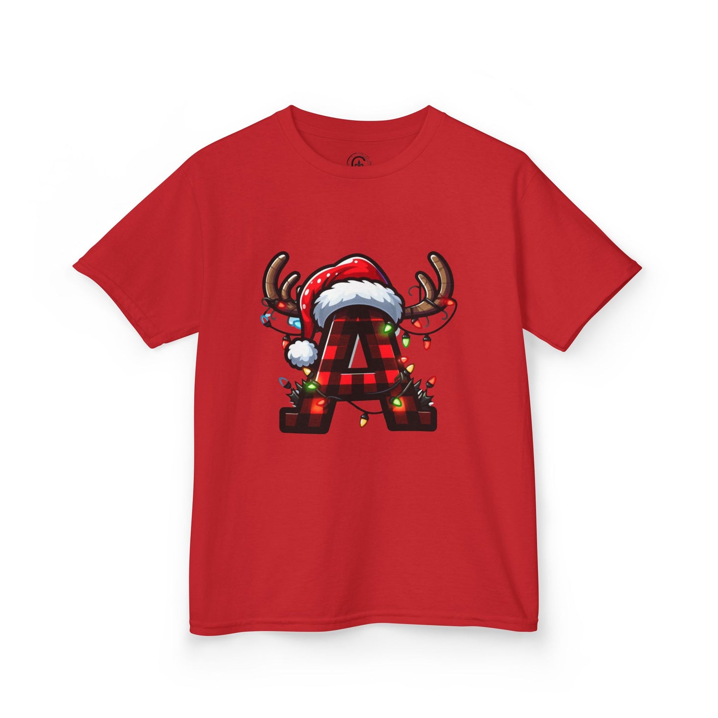 Letter A, Christmas Themed Kids Tee, Holiday Gift for Children, Personalized Holiday Shirt, Kids Holiday Outfit, Family Matching