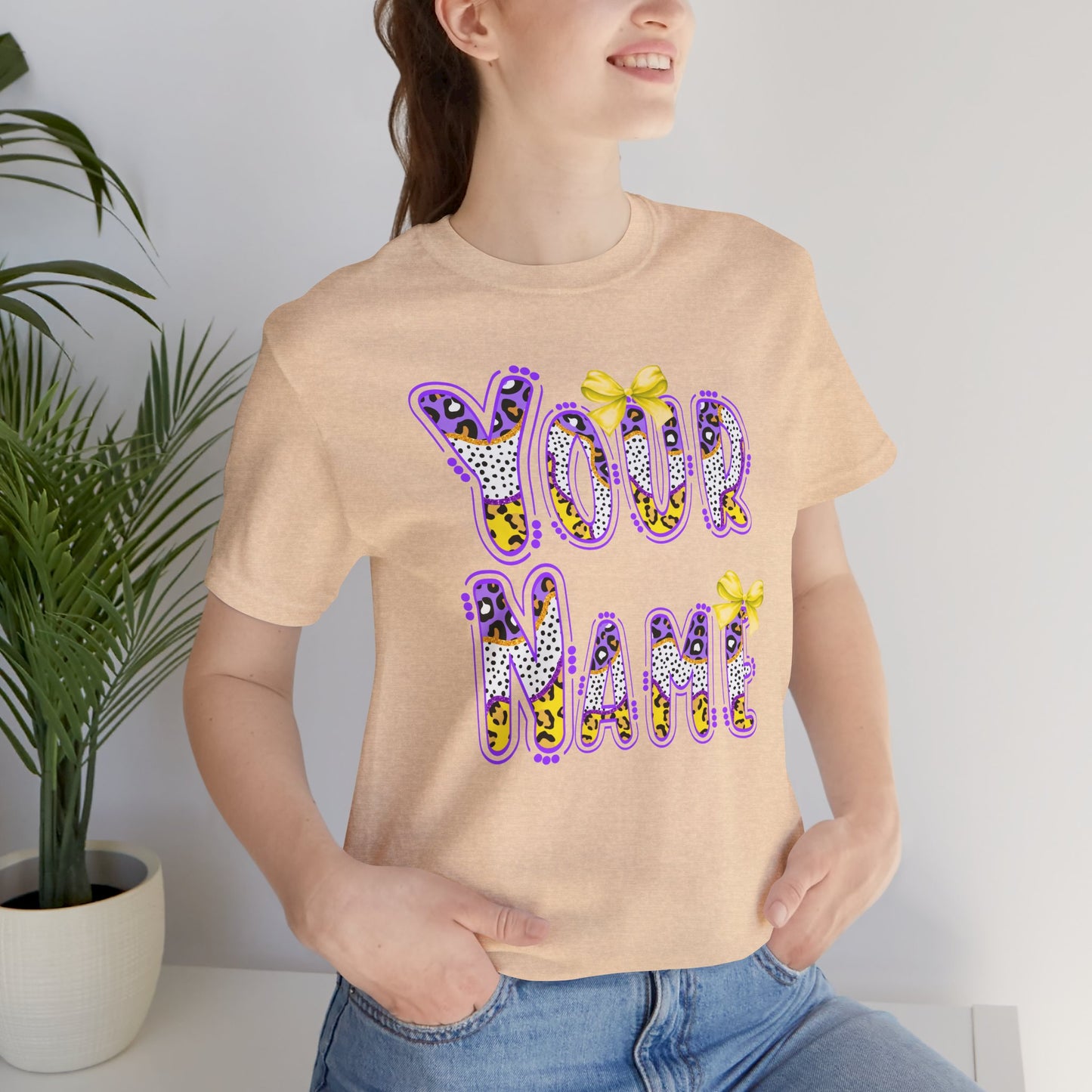 Personalized, Name, Graphic Tee, Cute Font, Purple and Gold, LSU, Tigers, Football, Baseball, Team