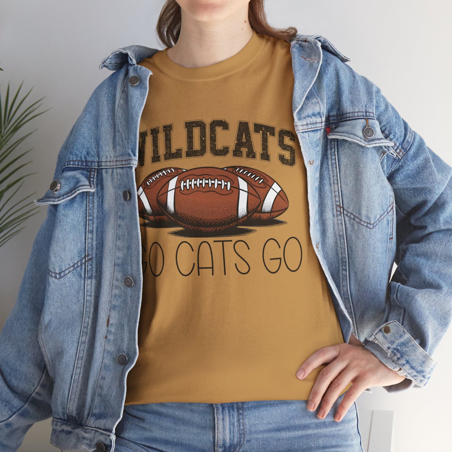 Wildcats Football Spirit Tee - Unisex Heavy Cotton T-Shirt for Fans, Game Day, Tailgating, Sports Events, Gift for Her/Him