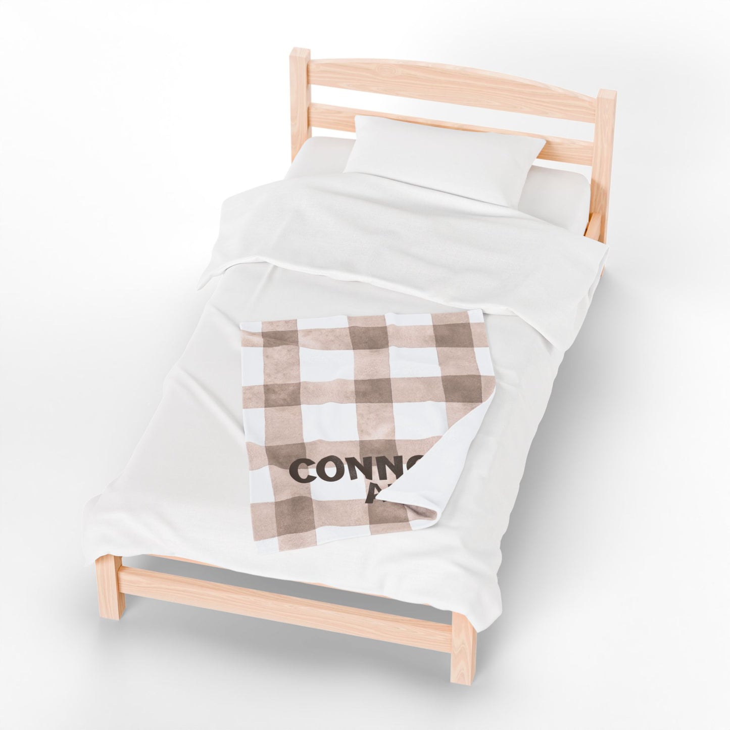 Personalized Velveteen Plush Blanket, Newborn, Baby, Nursery, Infant, Shower Gift, Hospital Blanket, Brown Plaid