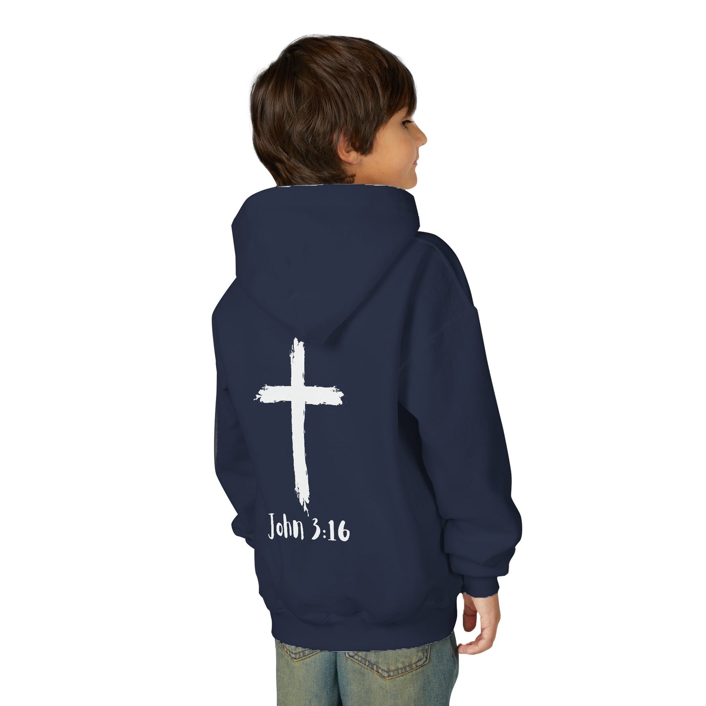 Thank you Jesus, John 3:16 Youth Heavy Blend Hooded Sweatshirt, Thank U Jesus Faith Hoodie, Christian Youth Apparel, Religious Gift for Teens, John 3:16 Inspired