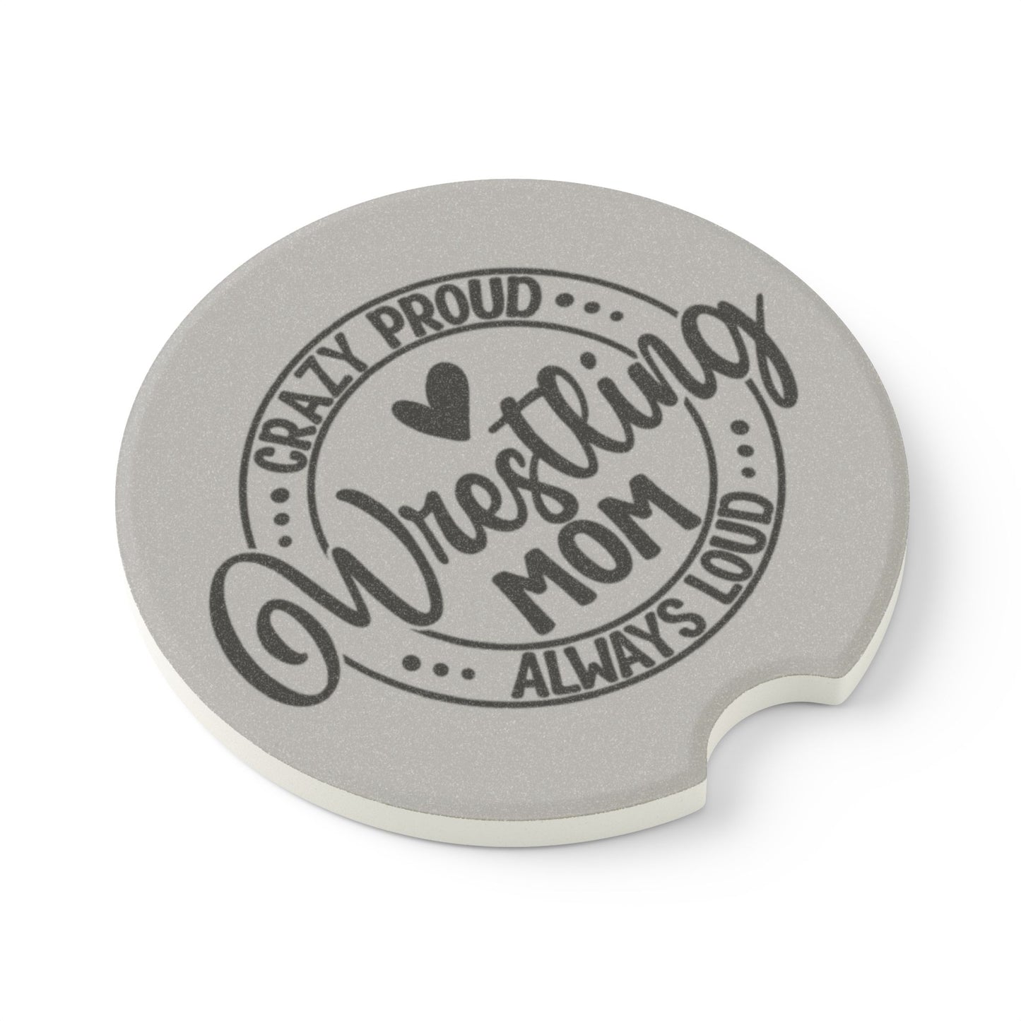 Crazy Proud Wrestling Mom Soapstone Car Coaster | Unique Gift for Wrestling Moms, Car Accessories, Home Décor, Holiday Present