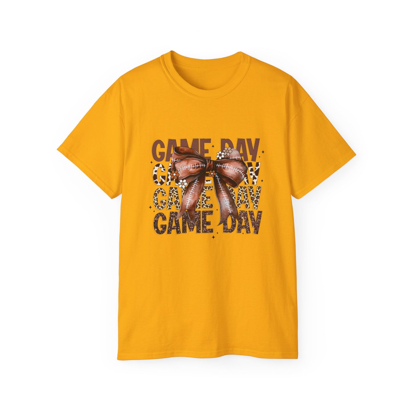 LSU Gold Day, Game Day with a Bow Football Tee, Cute Football T-Shirt, Gift for Sports Lovers, Unique Football Apparel, Casual Everyday Wear