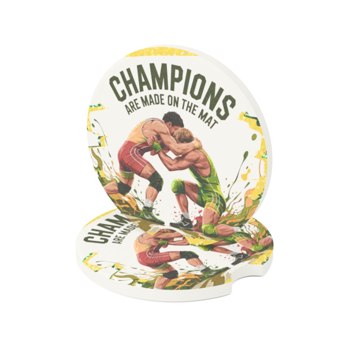 Champions Are Made Car Coaster, Soapstone Coaster for Car, Wrestling Gifts, Sports Themed Decor, Home and Auto Accessories