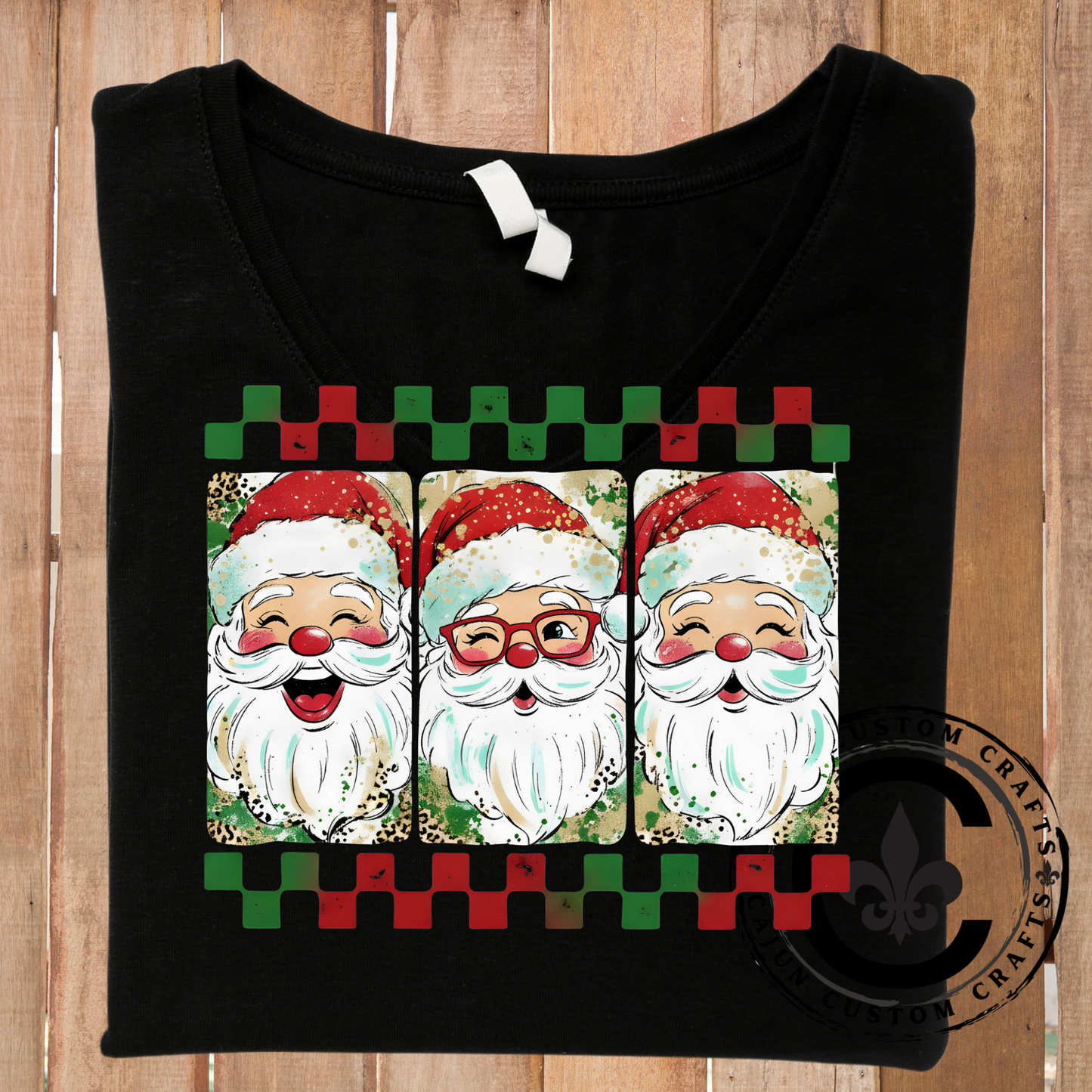 Rustic Santa, checkerboard - DTF or Sublimation Transfer
