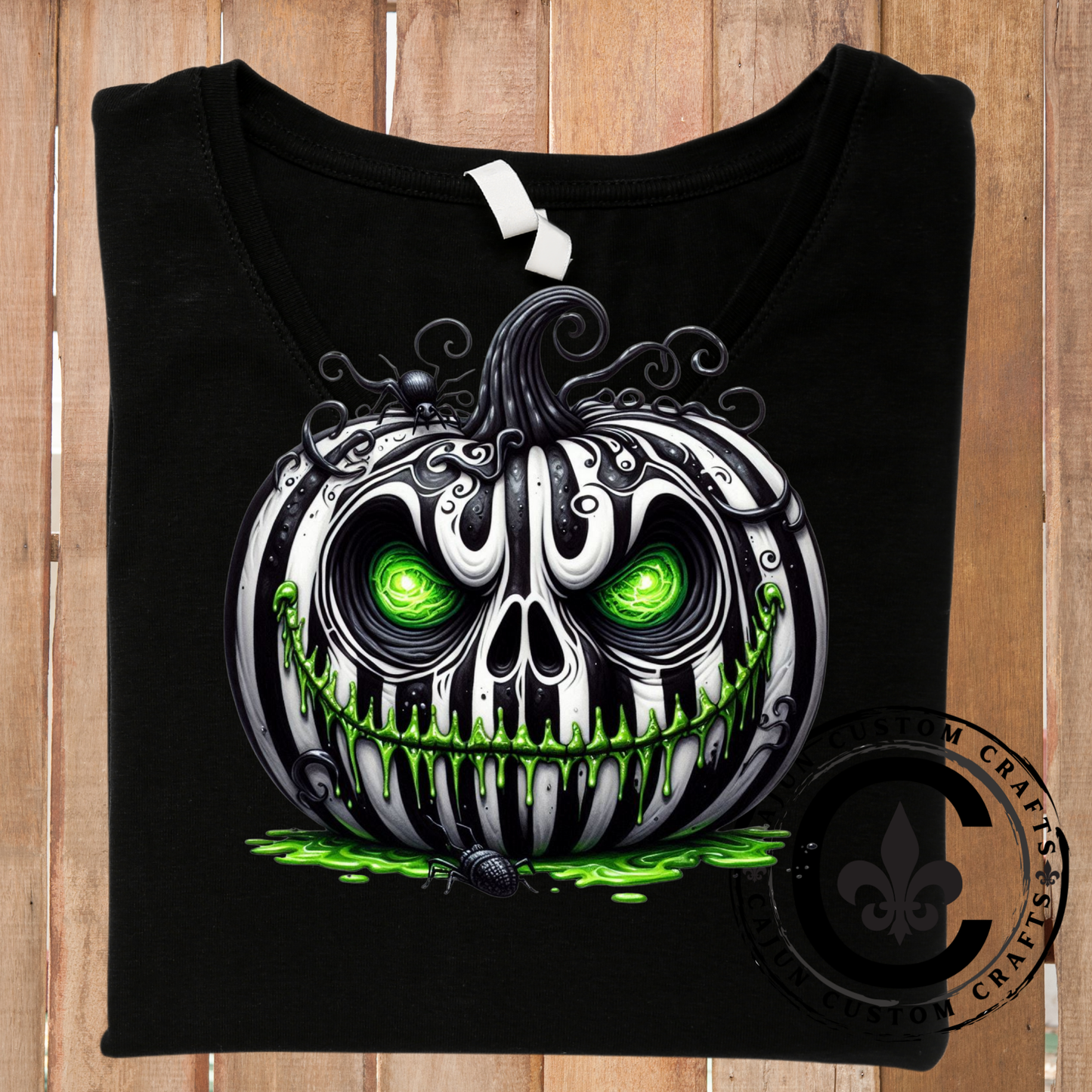 Black and White Striped, Spooky Pumpkin Face