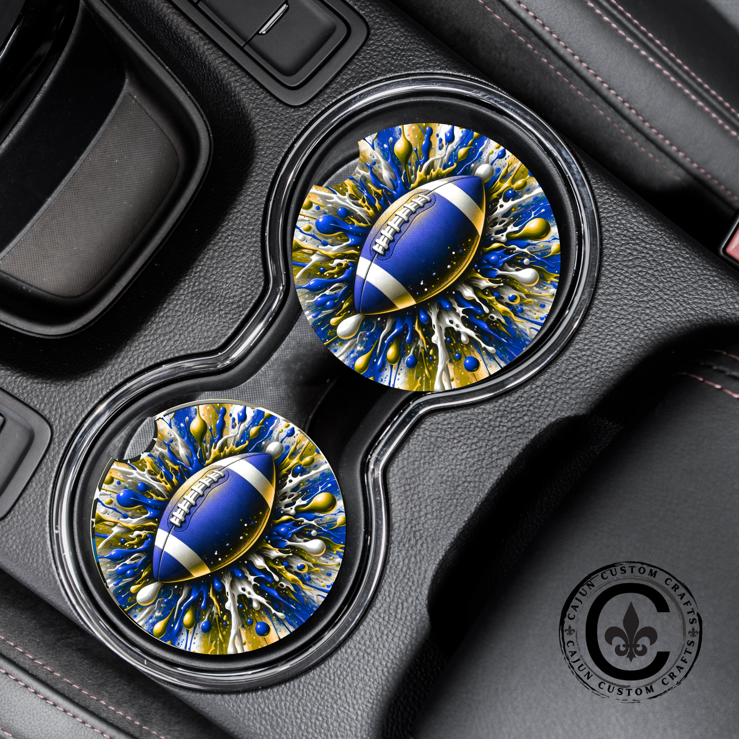 Football, Burst, masculine, blue and yellow, football season, gift for coach