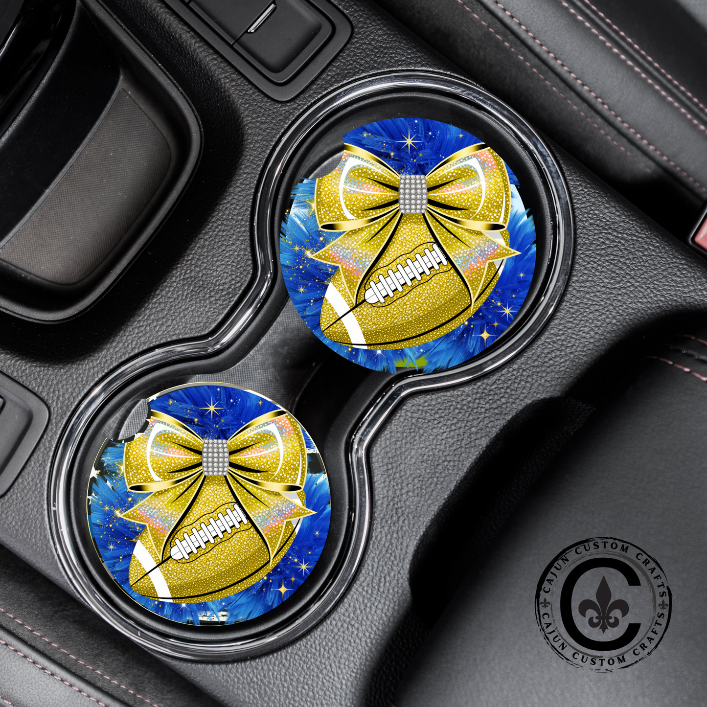 Boujie, Glitter Football with coquette bow, Blue and Yellow