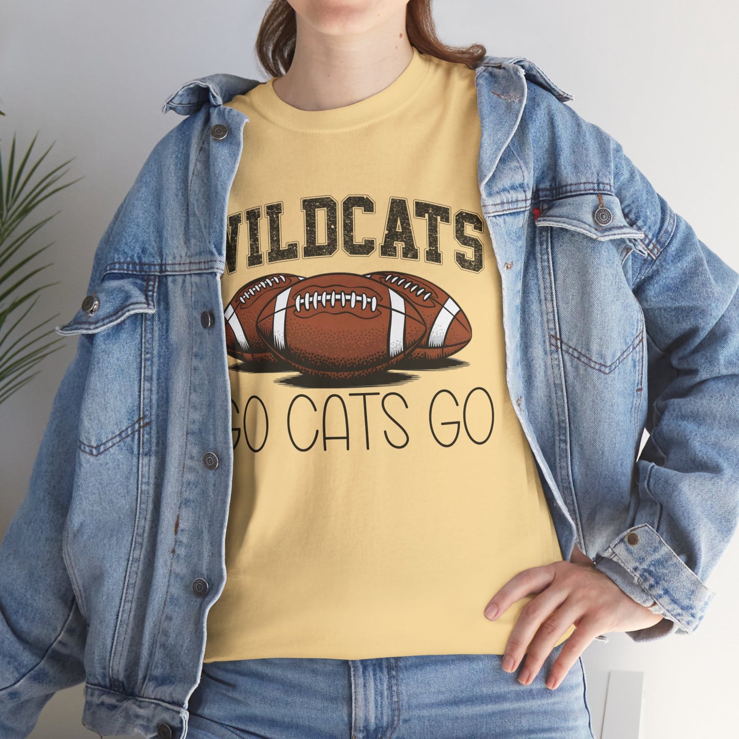 Wildcats Football Spirit Tee - Unisex Heavy Cotton T-Shirt for Fans, Game Day, Tailgating, Sports Events, Gift for Her/Him