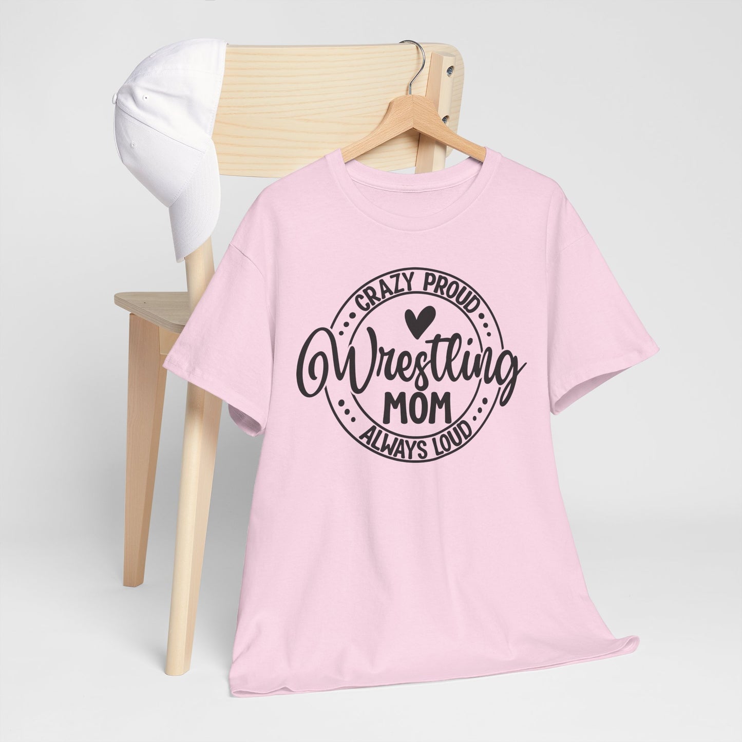 Wrestling Mom Tee, Unisex Heavy Cotton Tee, Proud Mom Shirt, Gift for Wrestling Moms, Sports Apparel, Birthday Gift