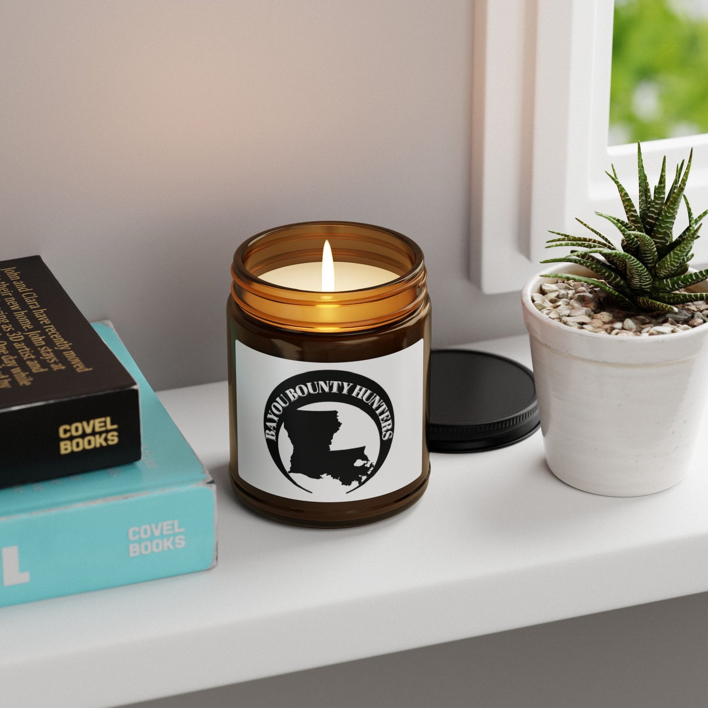 Bayou Bounty Hunters, Scented Soy Candle - Relaxing Amber Jar, Home Decor, Gift for Candle Lovers, Aromatherapy, Multi-Size Options
