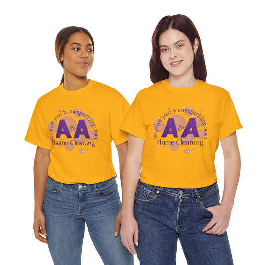A&A Cleaning Services, Logo, Purple on Gold Crew Neck unisex tshirt, Gildan