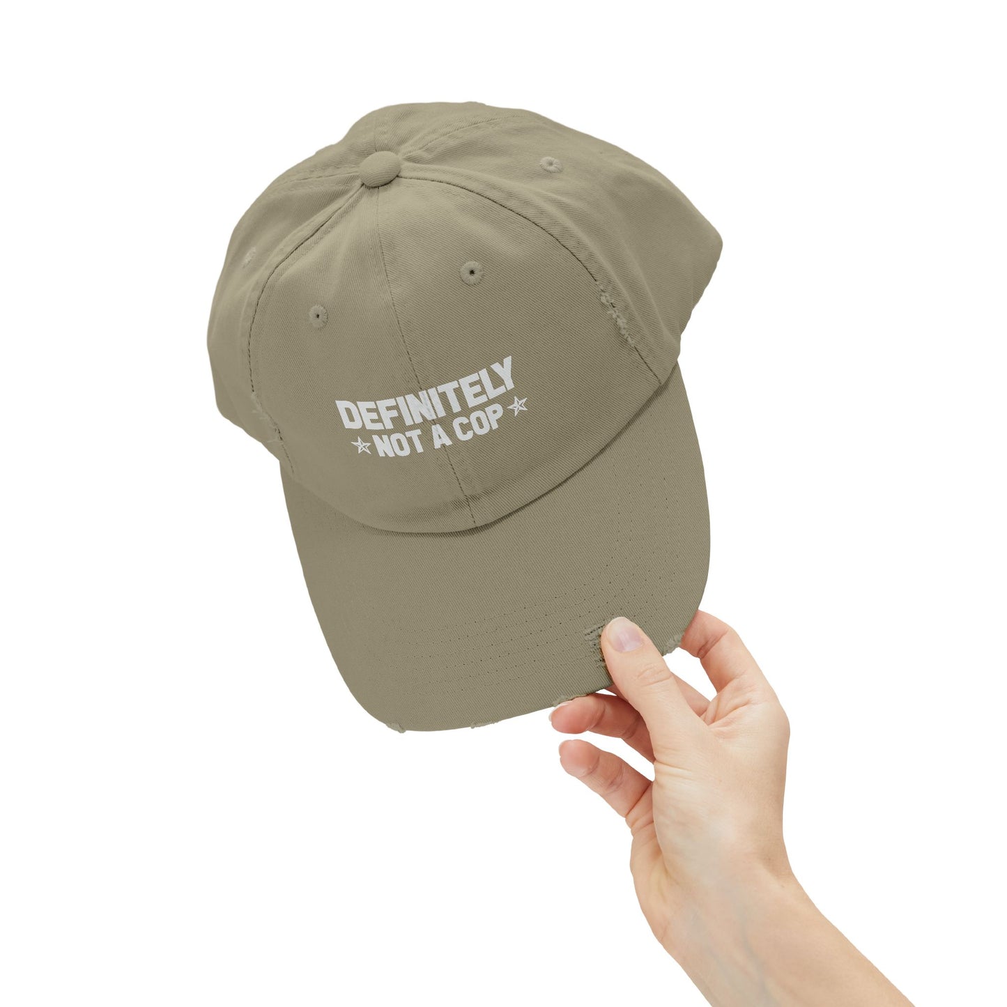 Definitely NOT a cop, Unisex Distressed Cap, Funny Hat, Casual Gift, Everyday Wear, Cool Accessory, Adjustable Cap