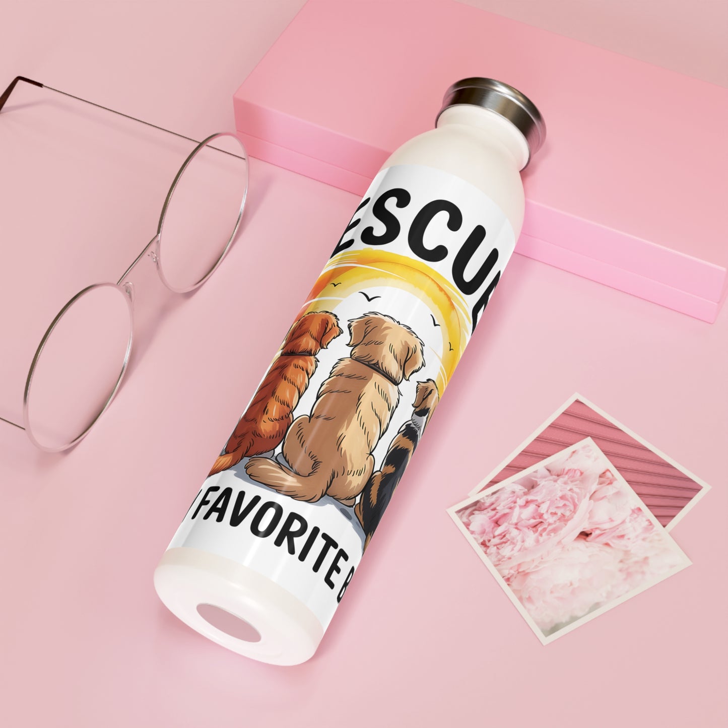 Rescue Pets Water Bottle | Cute Animal Lover Gift | Eco-Friendly Bottle | Pet Adoption Support | Dog Lover Drinkware | Hydration on the Go