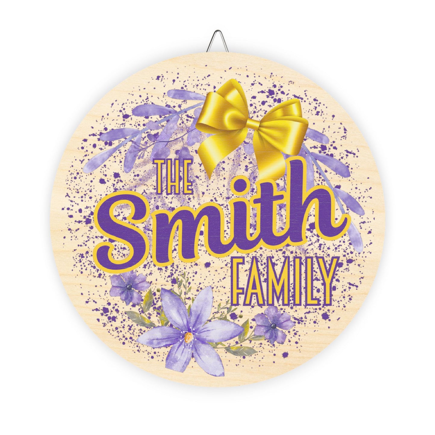 Personalized, LSU, Purple Gold, Family Name, Welcome Door, Decor, Sign, Wreath, Wooden Door Hanger