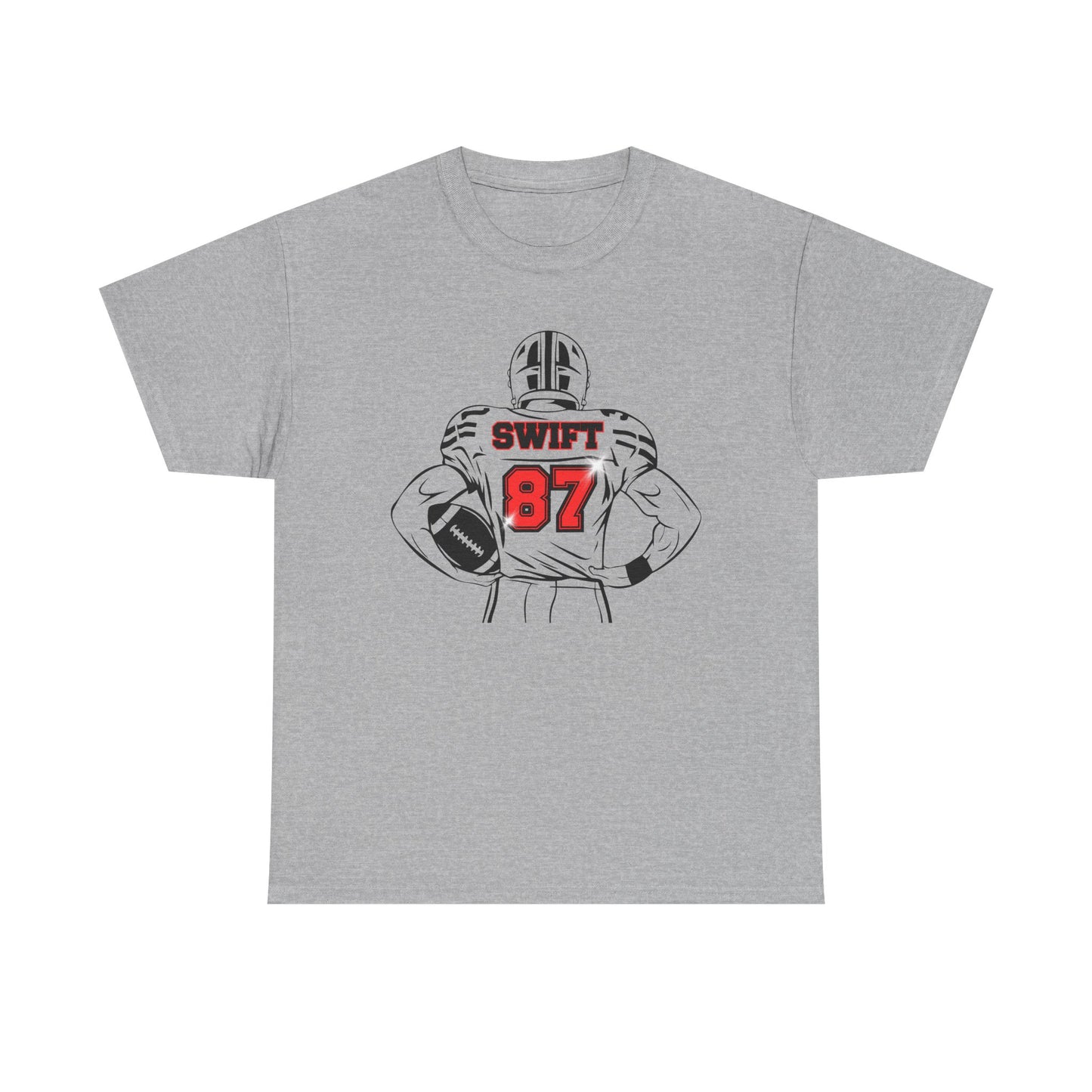 Swift 87 Unisex Heavy Cotton Tee, Football Fan Shirt, KC Chiefs, Kelce, Swiftie, Engaged
