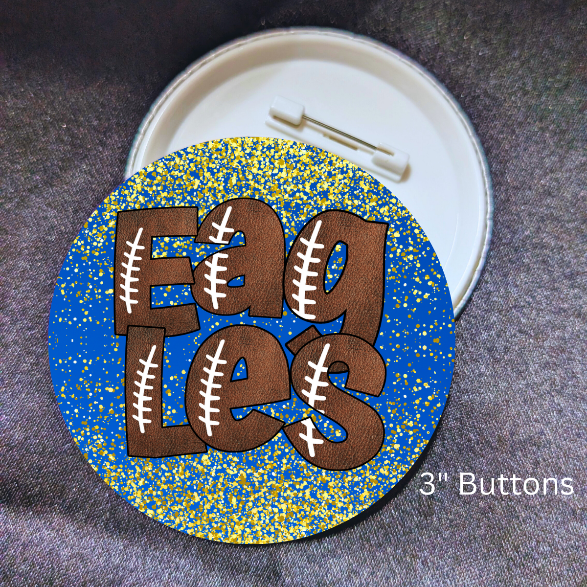 Eagles, Football, Blue and Yellow, 3" Button Pin