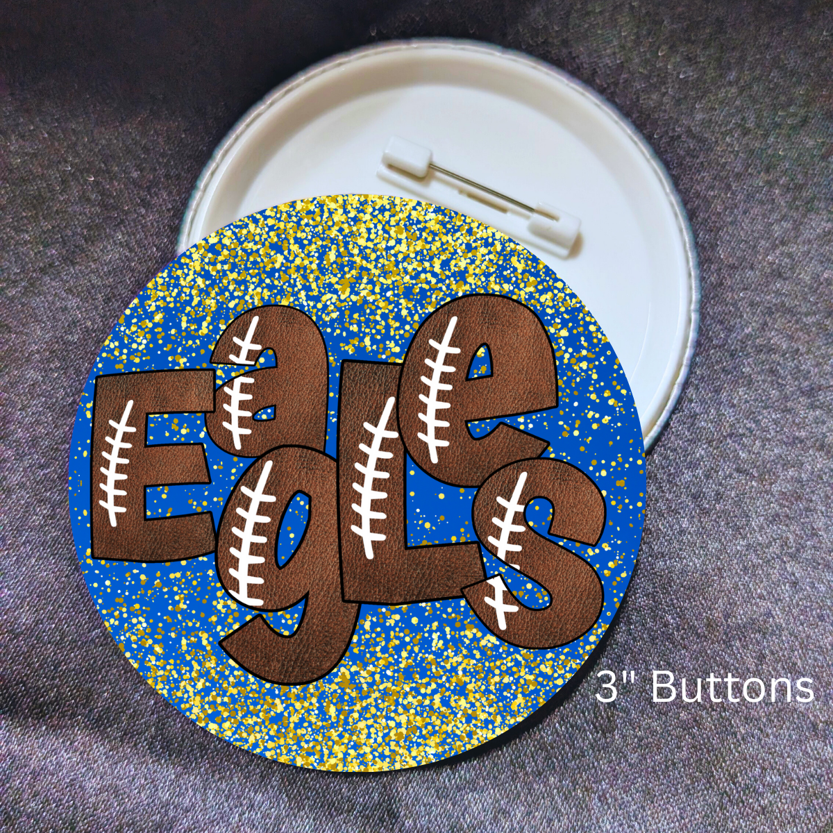 Eagles, Football, Blue and Yellow, 3" Button Pin