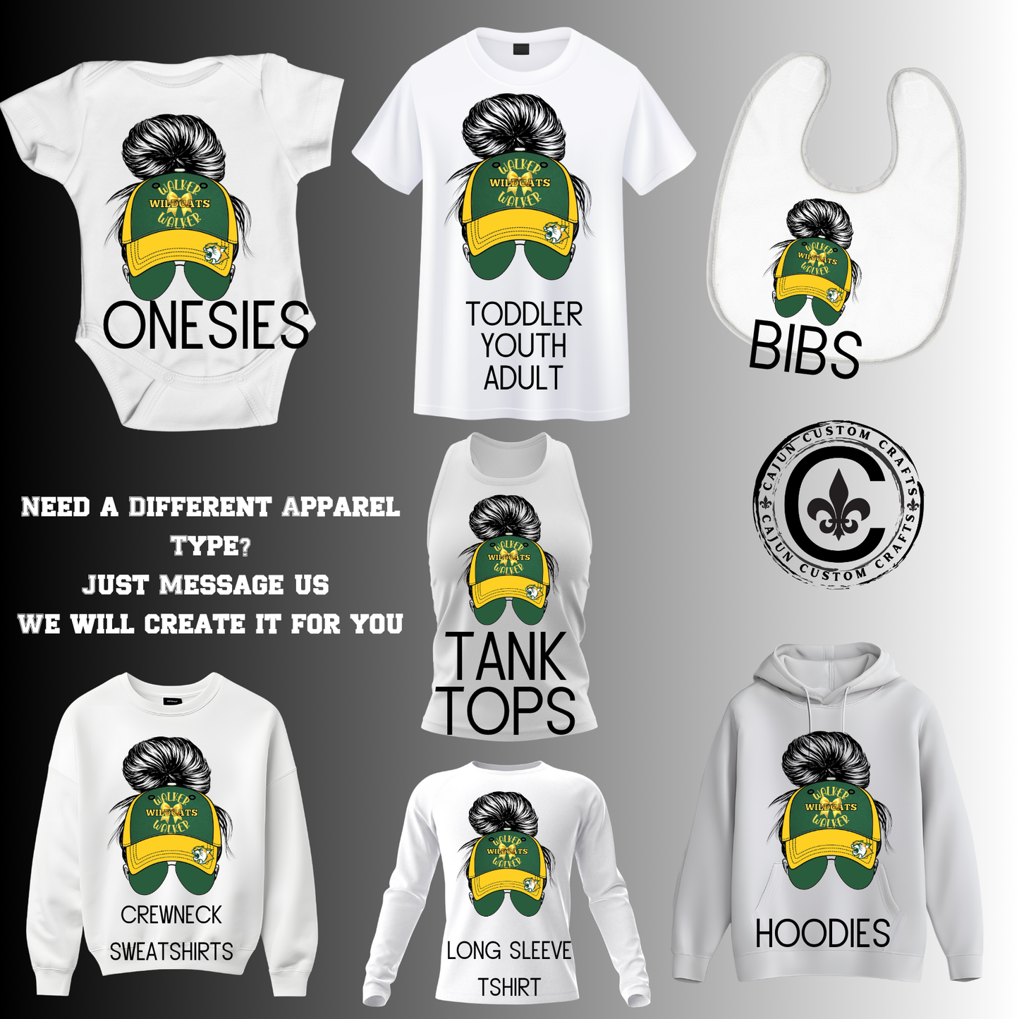 Messy Mom Bun, Cap and sunglasses, Walker Wildcats