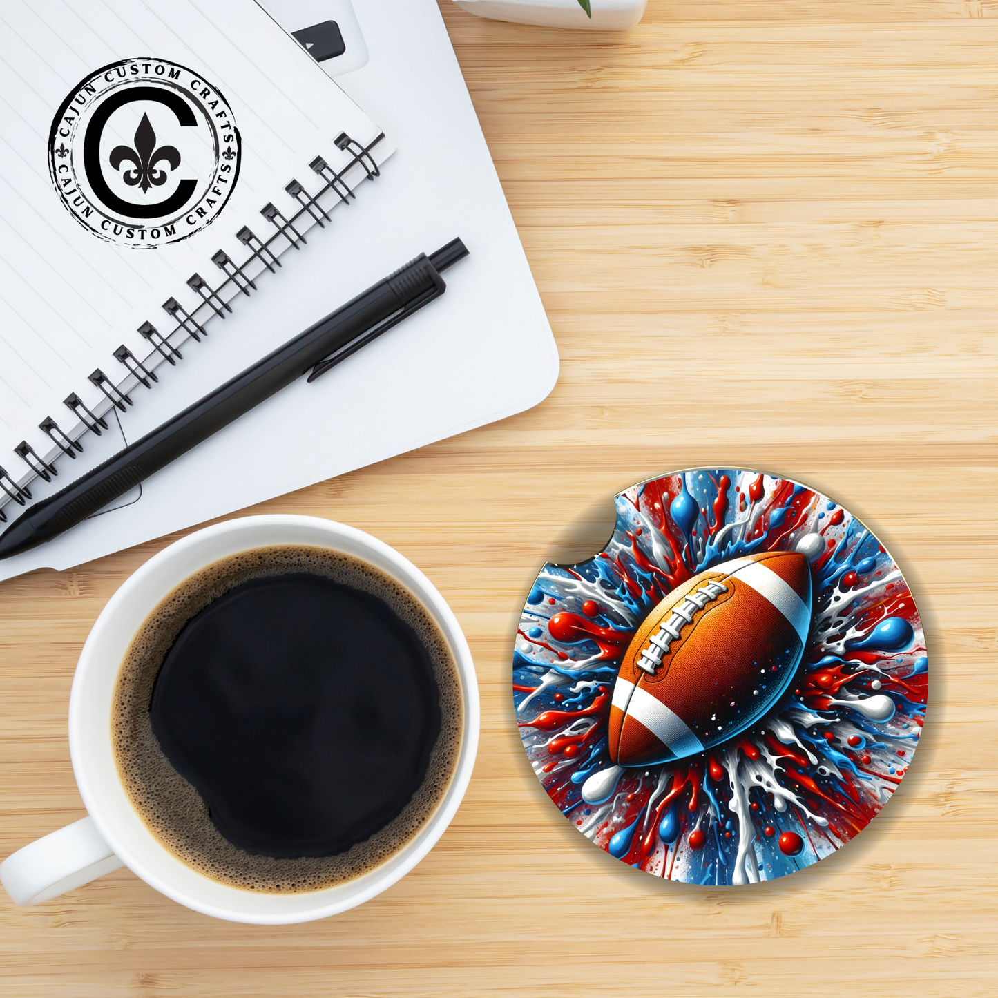 Football, Burst, Americana Car Coaster