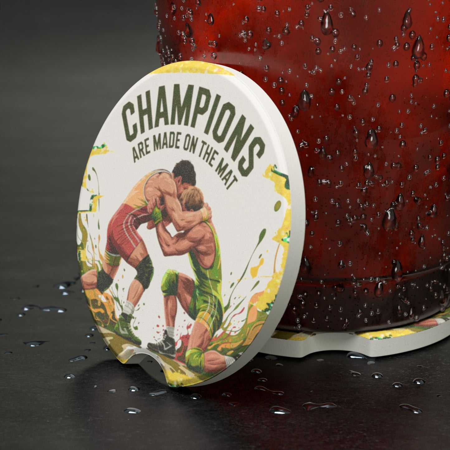 Champions Are Made Car Coaster, Soapstone Coaster for Car, Wrestling Gifts, Sports Themed Decor, Home and Auto Accessories
