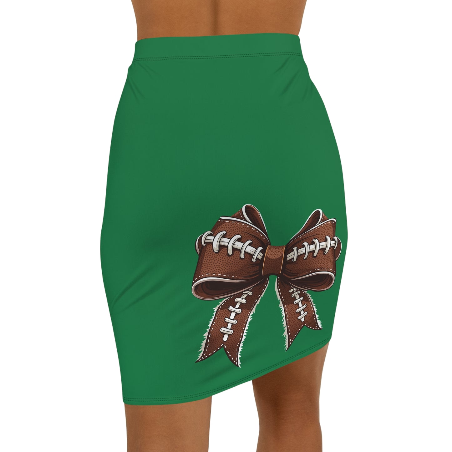 Green Football Bow Women's Pencil Skirt, Stylish Skirt Fun Night Out, Team Spirit! Game Day, homecoming