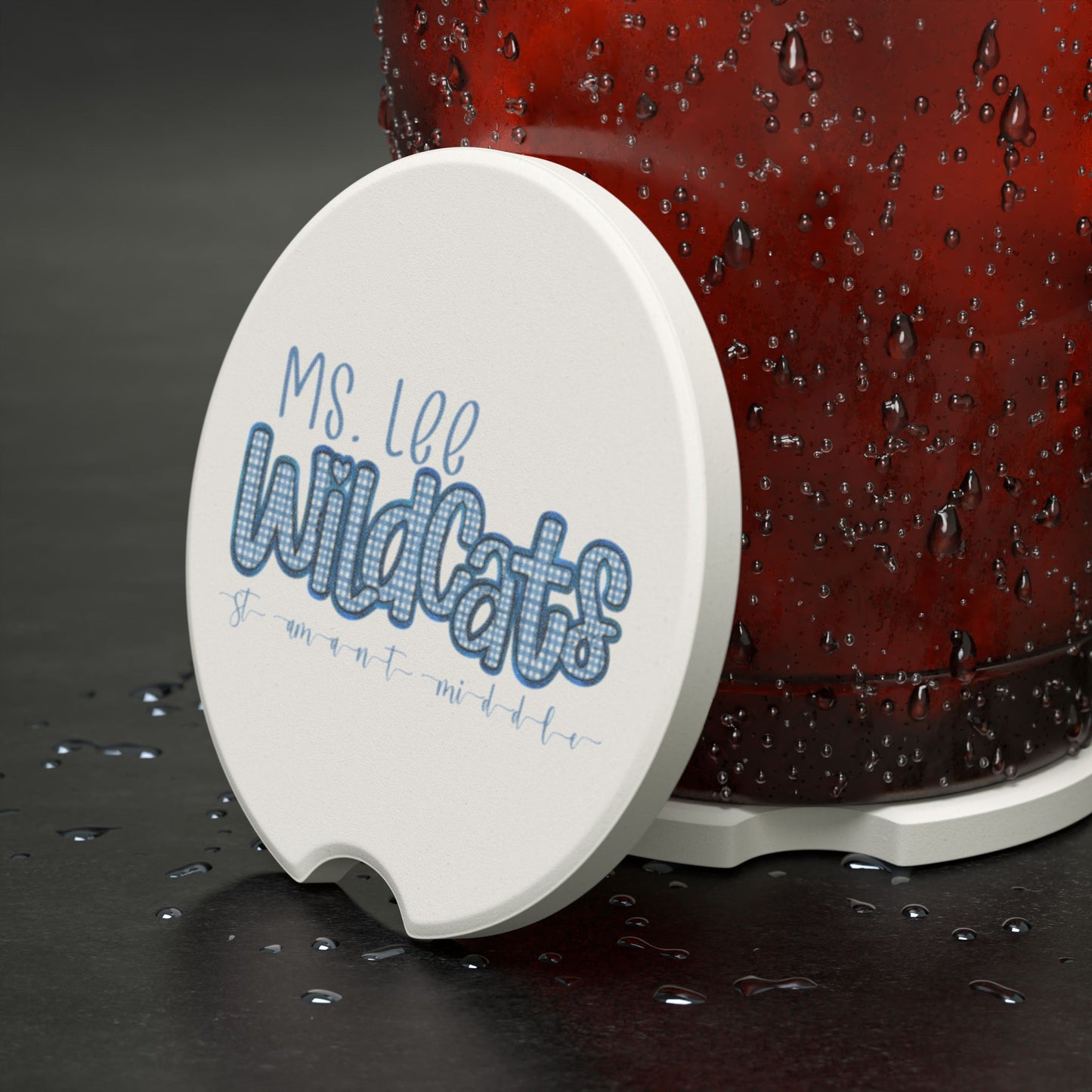 Personalized, St Amant Middle School Wildcats Soapstone Car Coaster | Vehicle Accessory, Car Gift, Home Decor, Unique Gift, Wildcat Pride