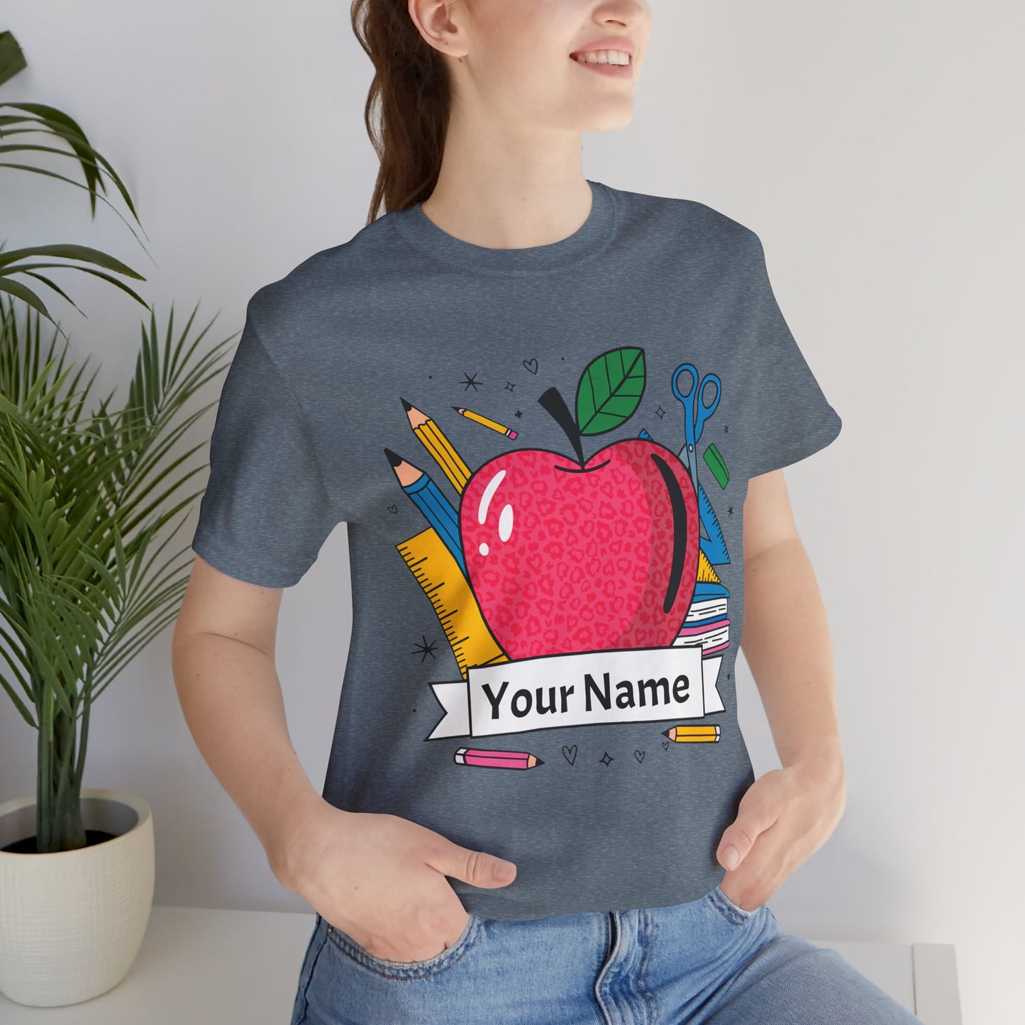 Personalized Teacher T-Shirt, Custom Apple Tee, Back to School Gift,