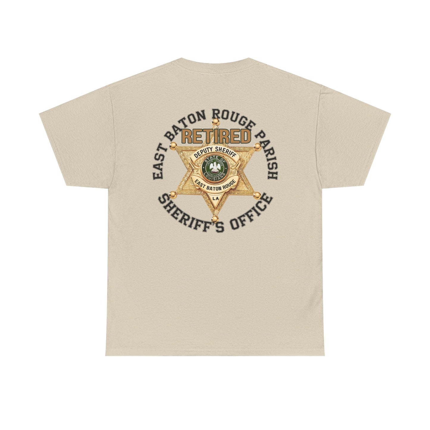 Pocket Front, Design on Back EBRSO Badge Retired Sheriff Heavy Cotton Tee, Unisex Tee, Law Enforcement Gift, Retirement Celebration T-shirt