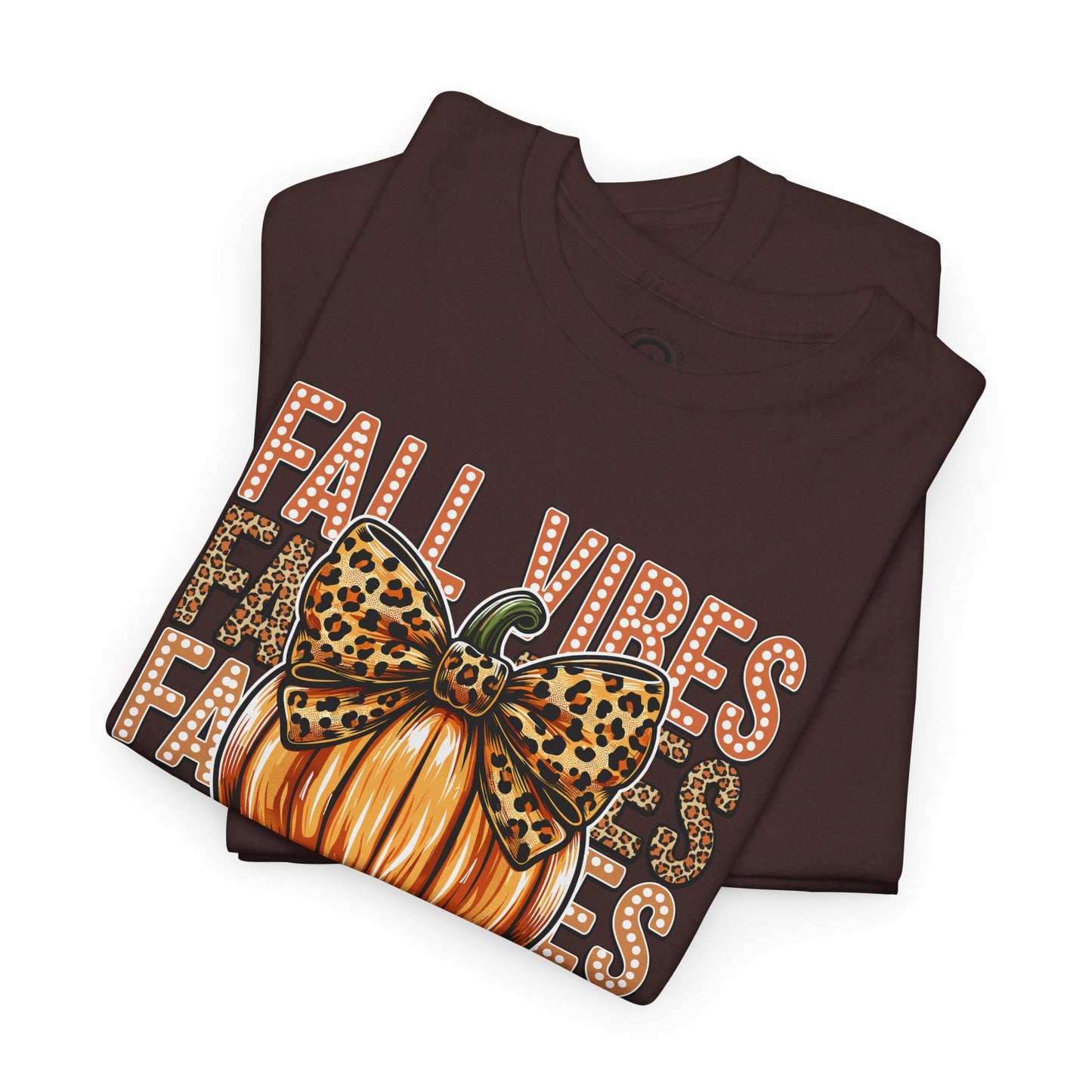 Fall Vibes Unisex Cotton Tee, Autumn Shirt, Pumpkin Graphic Tee, Halloween Apparel, Cozy Fall T-Shirt, Seasonal Outfit, leopard bow