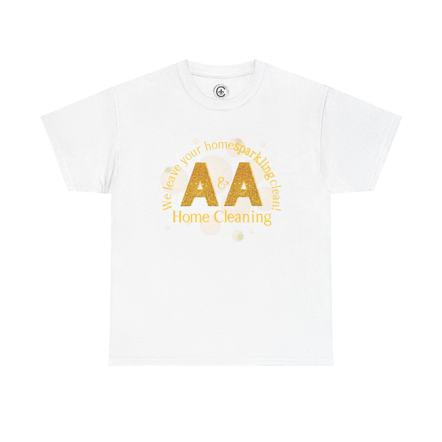 A&A Cleaning Services, Logo, Gold on Purple Crew Neck unisex tshirt, Gildan