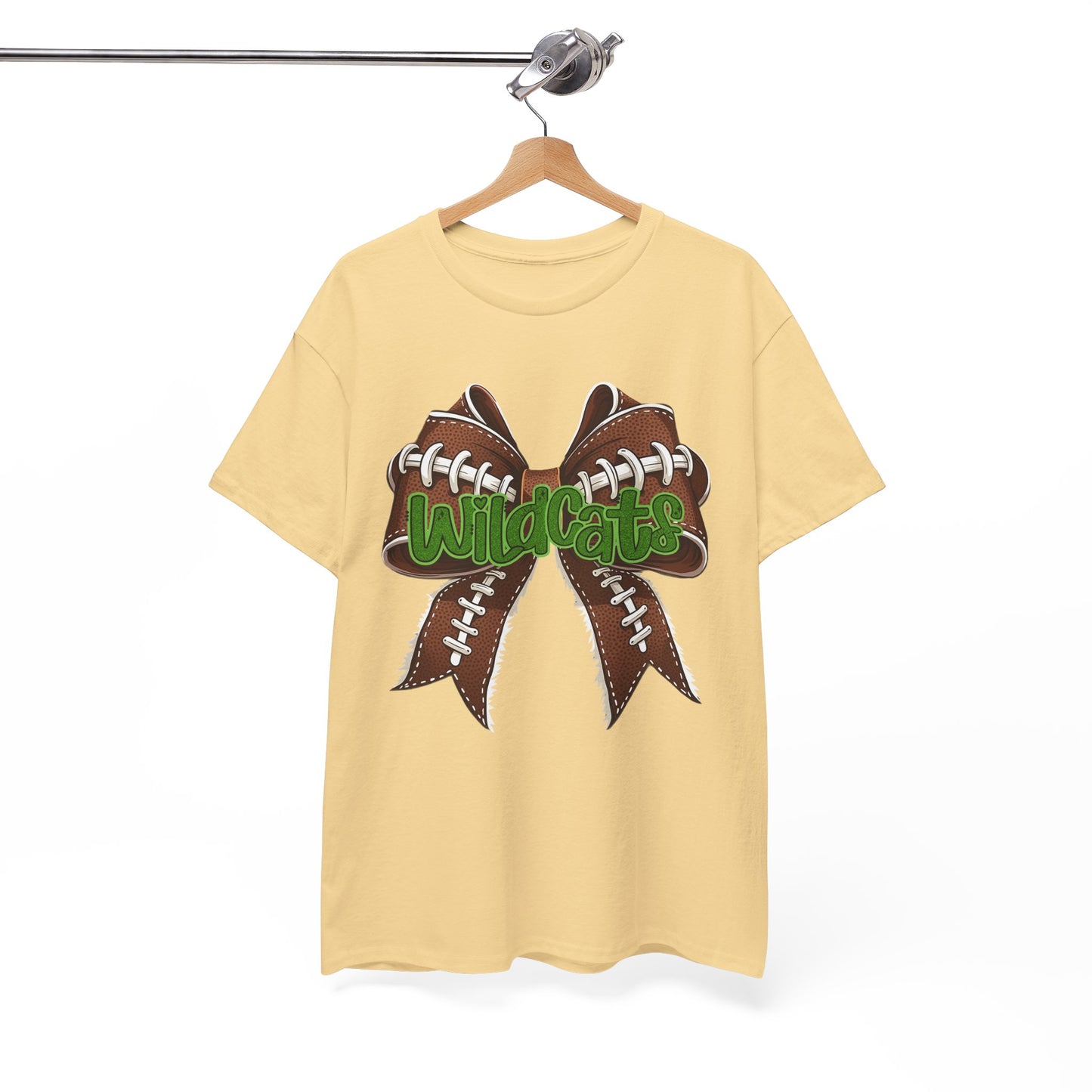 Wildcats Football Bow Unisex Heavy Cotton Tee | Sportswear, Team Spirit, Casual Wear, Gifts for Fans, Game Day Outfit