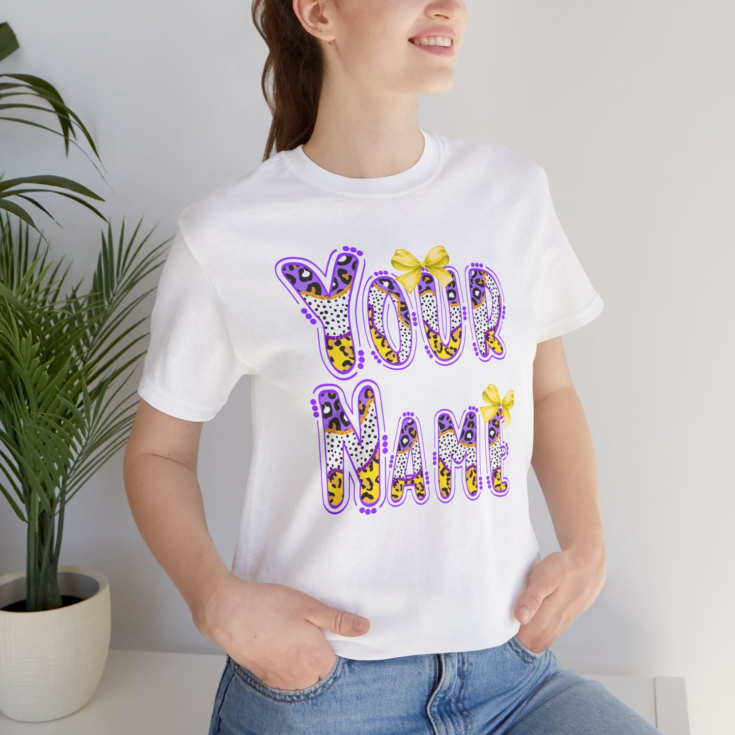 Personalized, Name, Graphic Tee, Cute Font, Purple and Gold, LSU, Tigers, Football, Baseball, Team