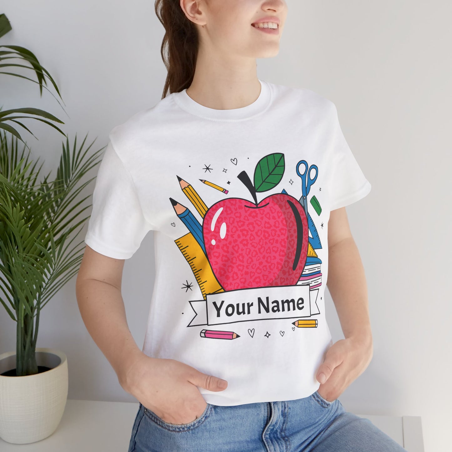 Personalized Teacher T-Shirt, Custom Apple Tee, Back to School Gift,