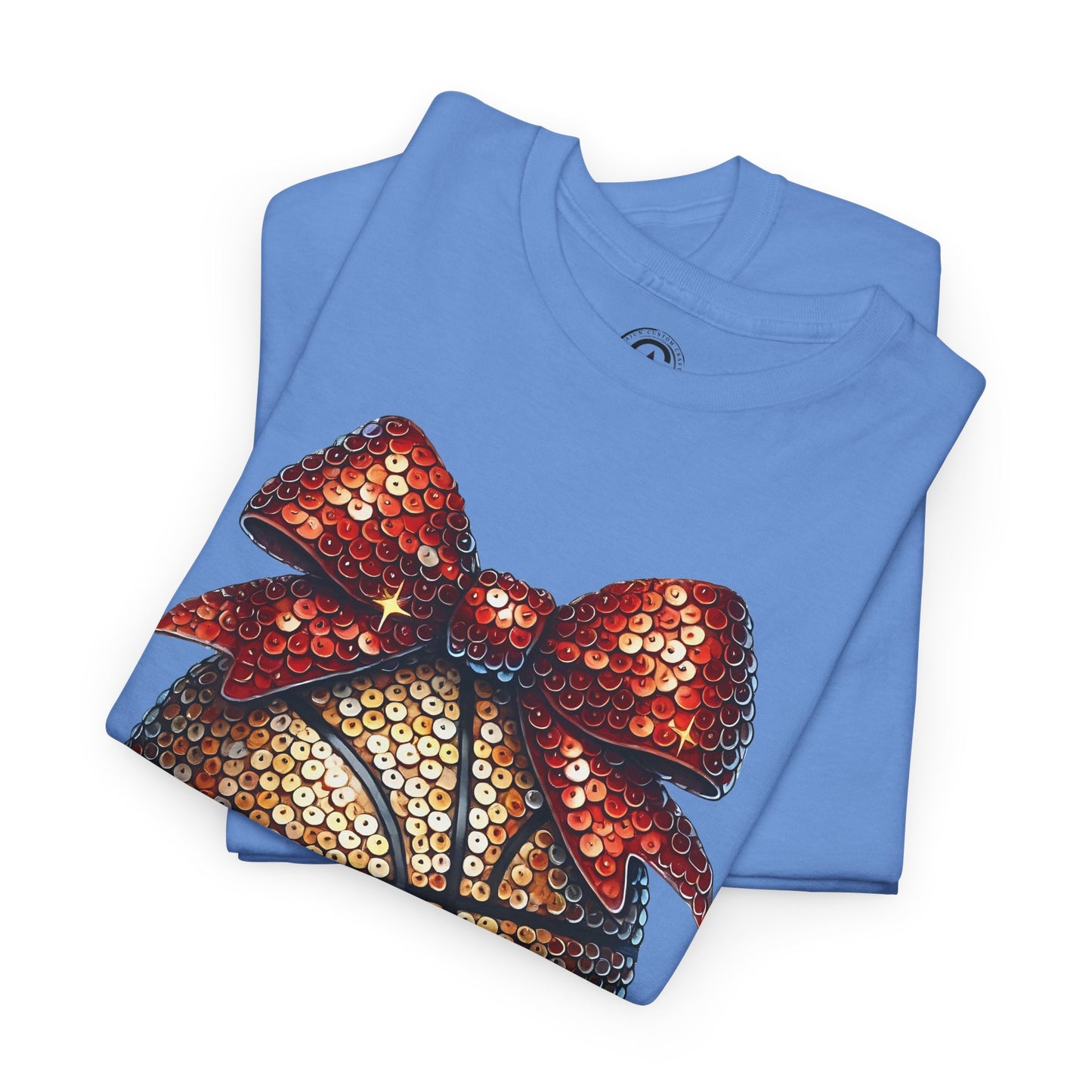 Basketball Glitter with a Bow Tee: Unisex Heavy Cotton Shirt for Sports Lovers, Gift, Basketball Fans