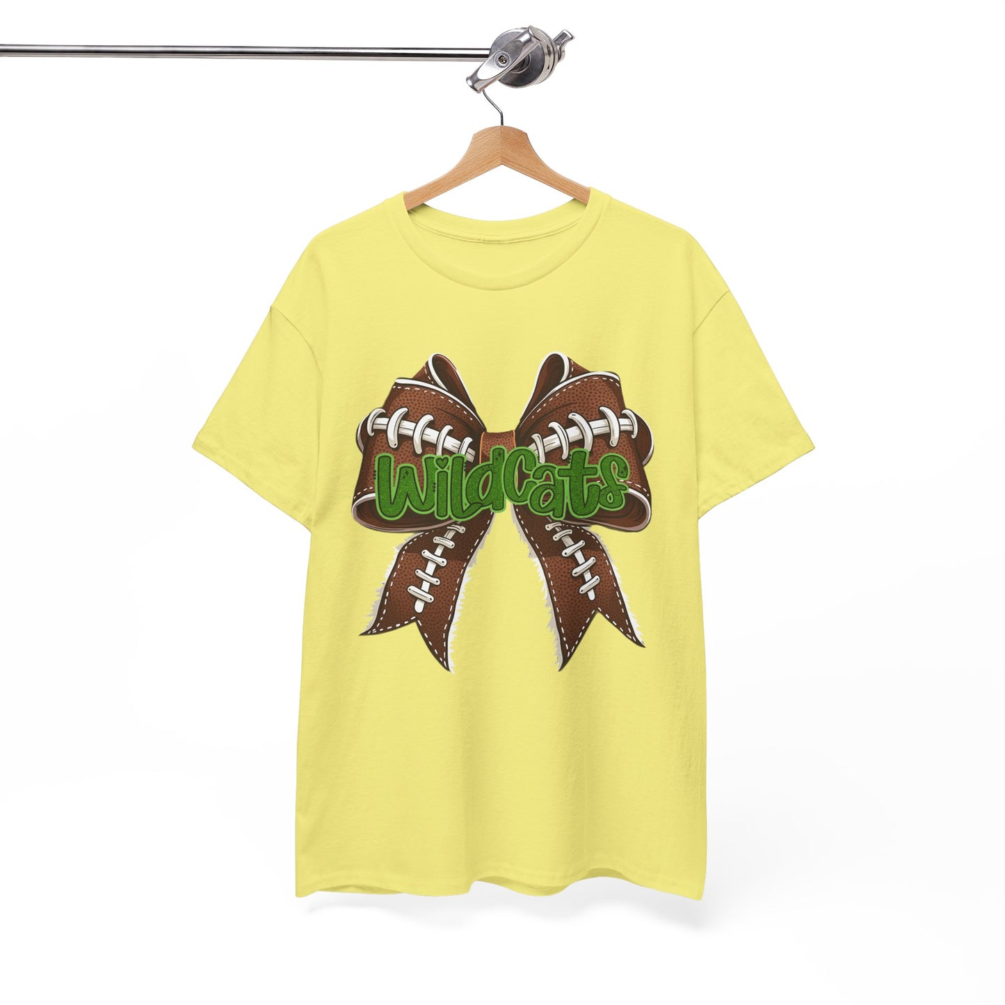 Wildcats Football Bow Unisex Heavy Cotton Tee | Sportswear, Team Spirit, Casual Wear, Gifts for Fans, Game Day Outfit