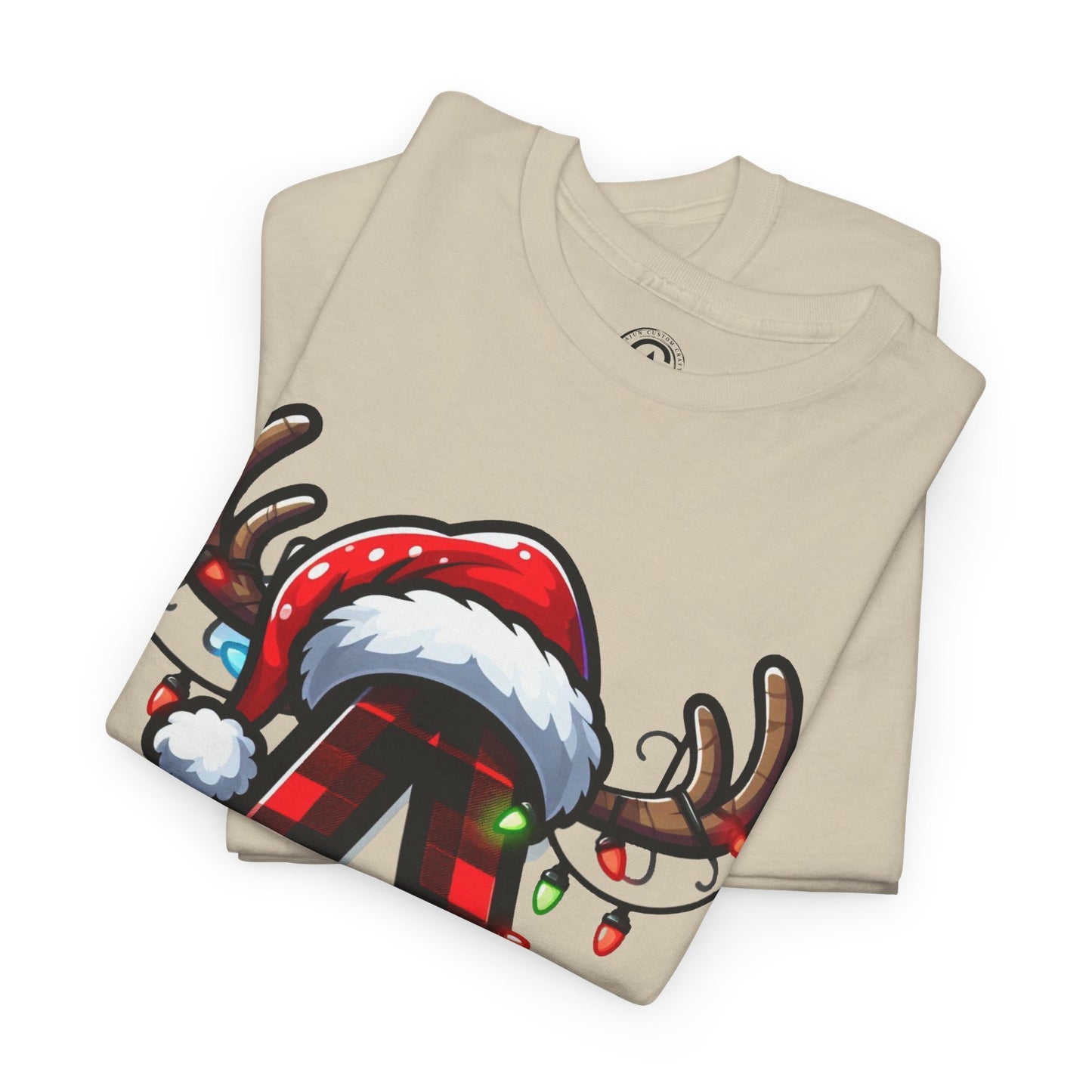 Festive Reindeer Initial A Tee, Unisex Holiday T-Shirt, Christmas Gift, Personalized Apparel, Cozy Winter Wear, Merry & Bright