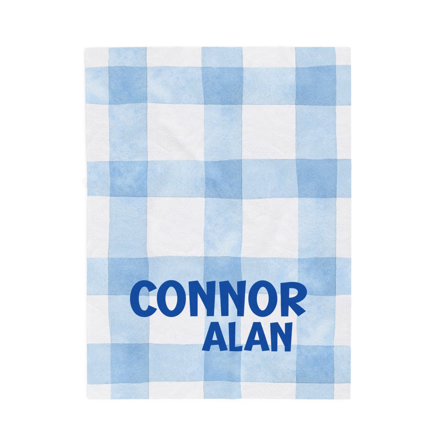Personalized Velveteen Plush Blanket, Newborn, Baby, Nursery, Infant, Shower Gift, Hospital Blanket, Blue Plaid
