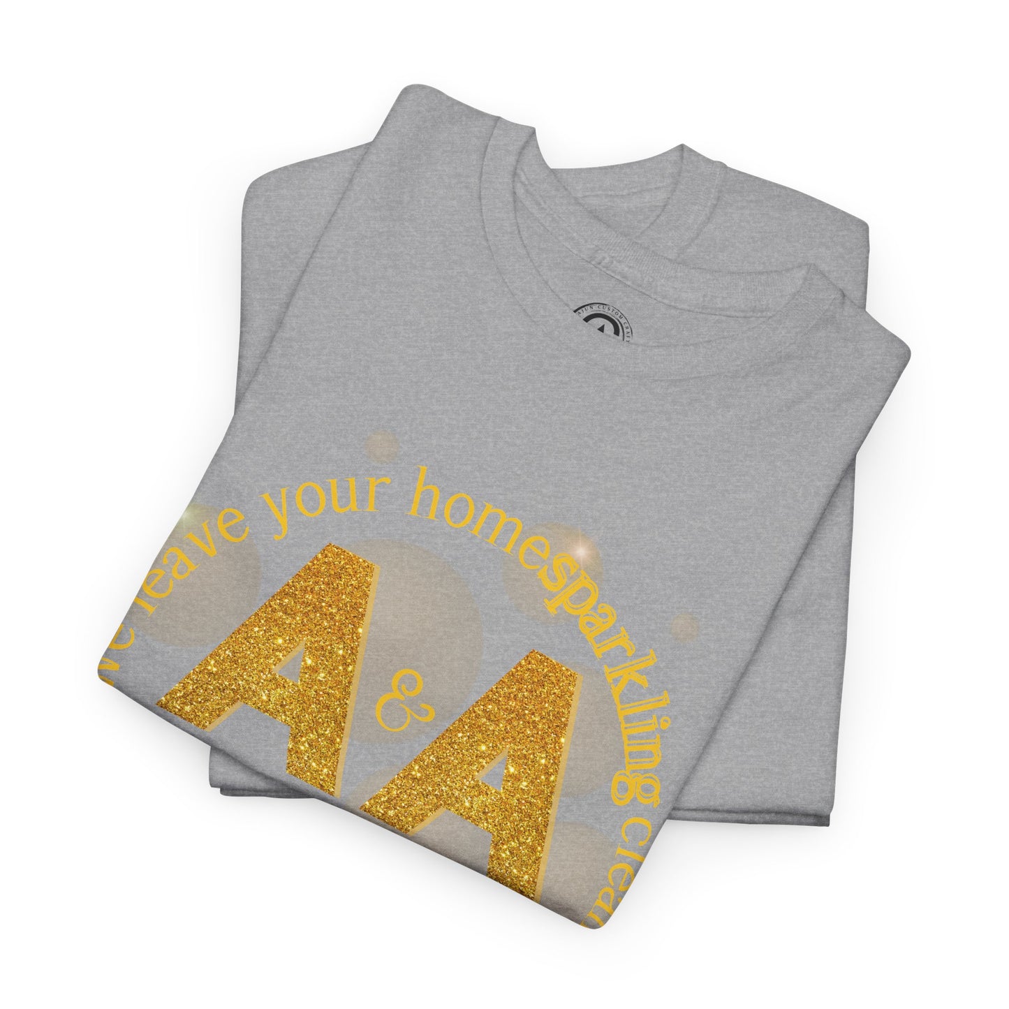 A&A Cleaning Services, Logo, Gold on Purple Crew Neck unisex tshirt, Gildan