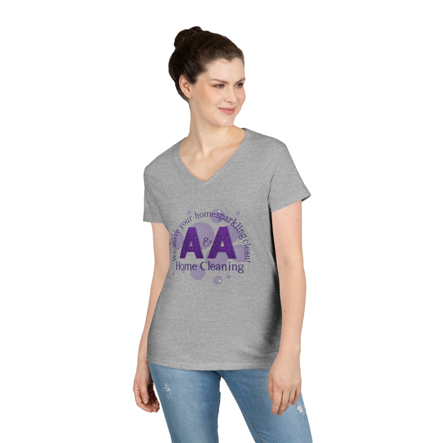 A&A, Purple Logo on a 2nd style vneck, Gildan