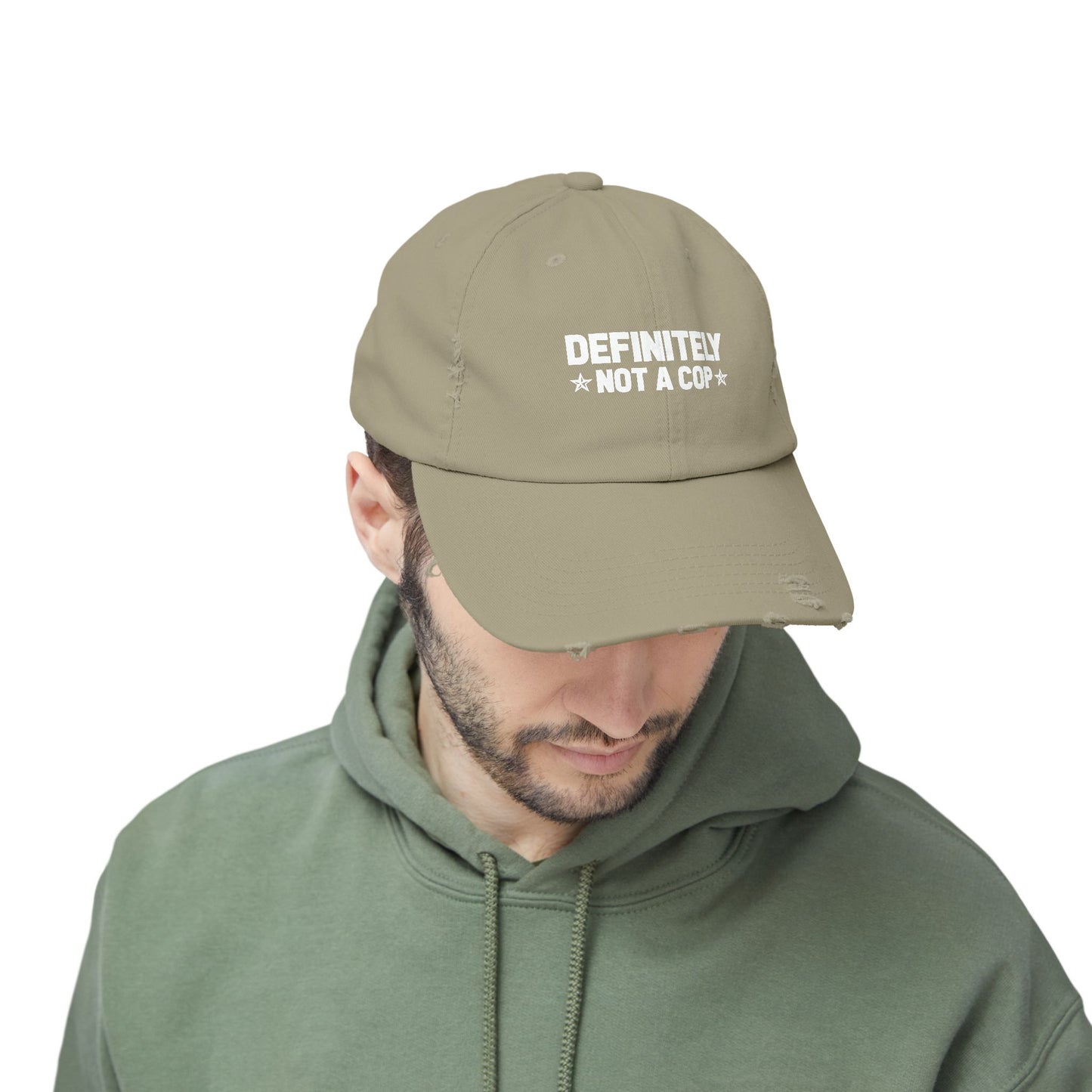 Definitely NOT a cop, Unisex Distressed Cap, Funny Hat, Casual Gift, Everyday Wear, Cool Accessory, Adjustable Cap