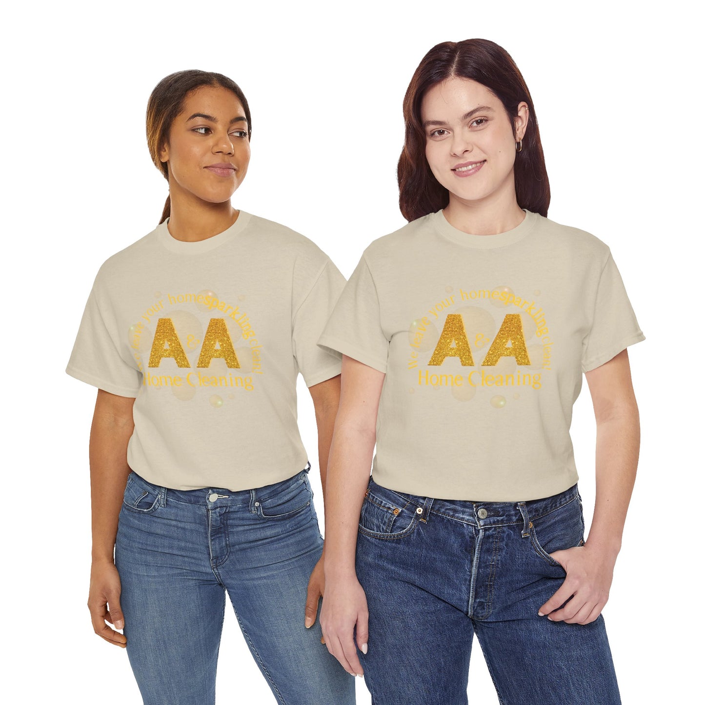 A&A Cleaning Services, Logo, Gold on Purple Crew Neck unisex tshirt, Gildan