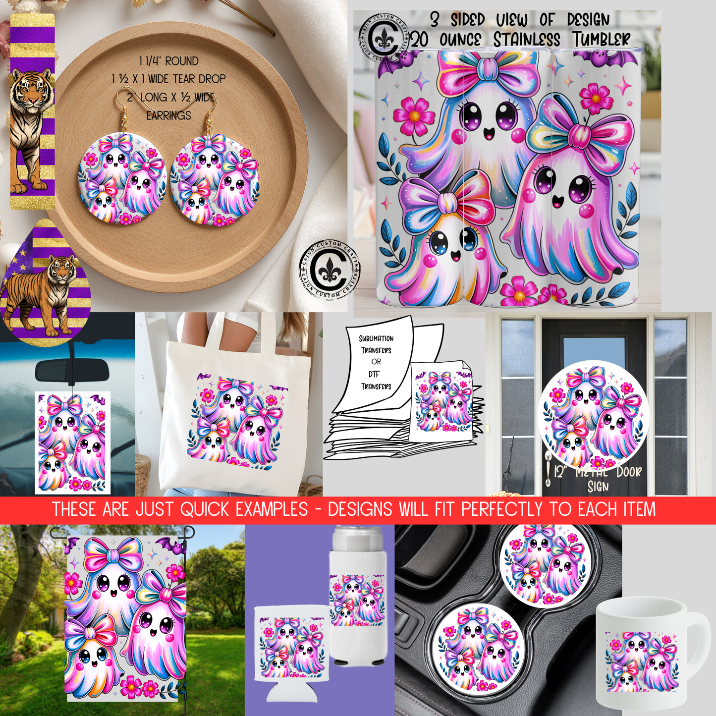 Ghosts, Girly, Iridescent, Neon, Bright, Fun Halloween Design