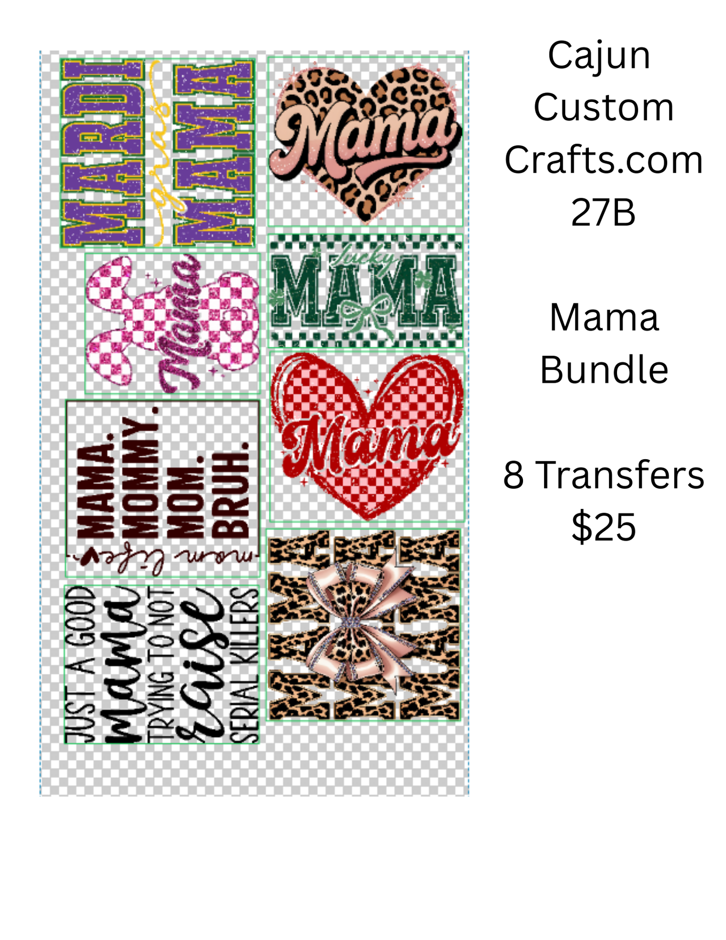 Mama- DTF Transfer Bundle, 8 Transfers