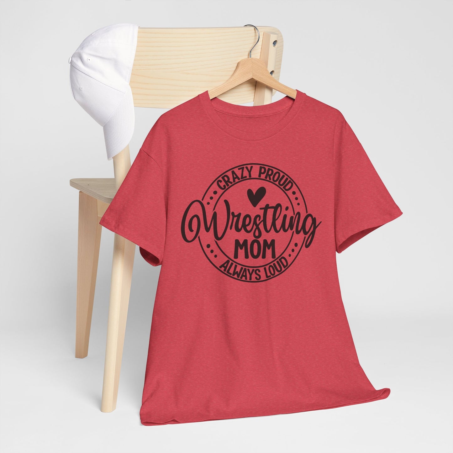 Wrestling Mom Tee, Unisex Heavy Cotton Tee, Proud Mom Shirt, Gift for Wrestling Moms, Sports Apparel, Birthday Gift