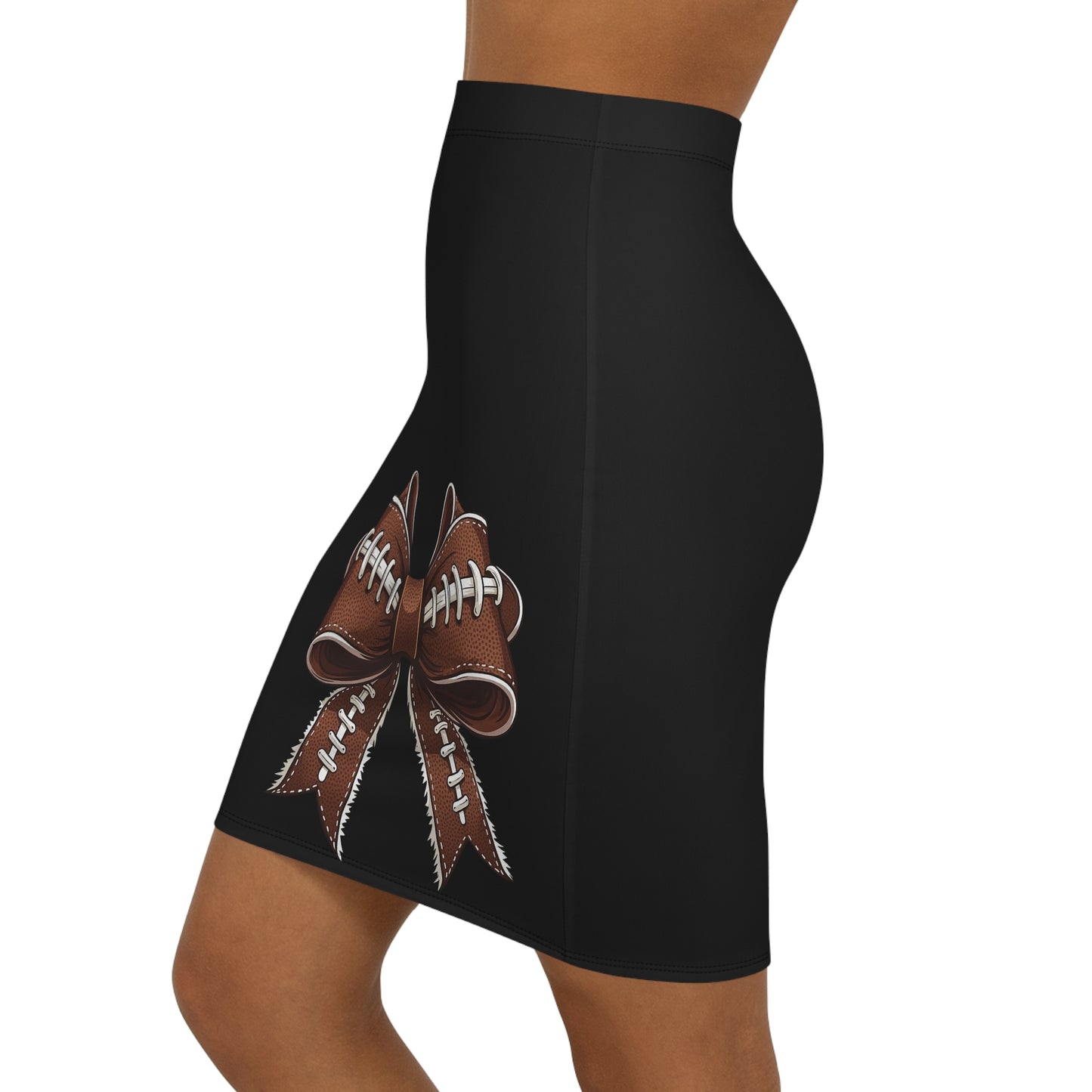 Black Football Bow Women's Pencil Skirt, Stylish Skirt Fun Night Out, Team Spirit! Game Day, homecoming