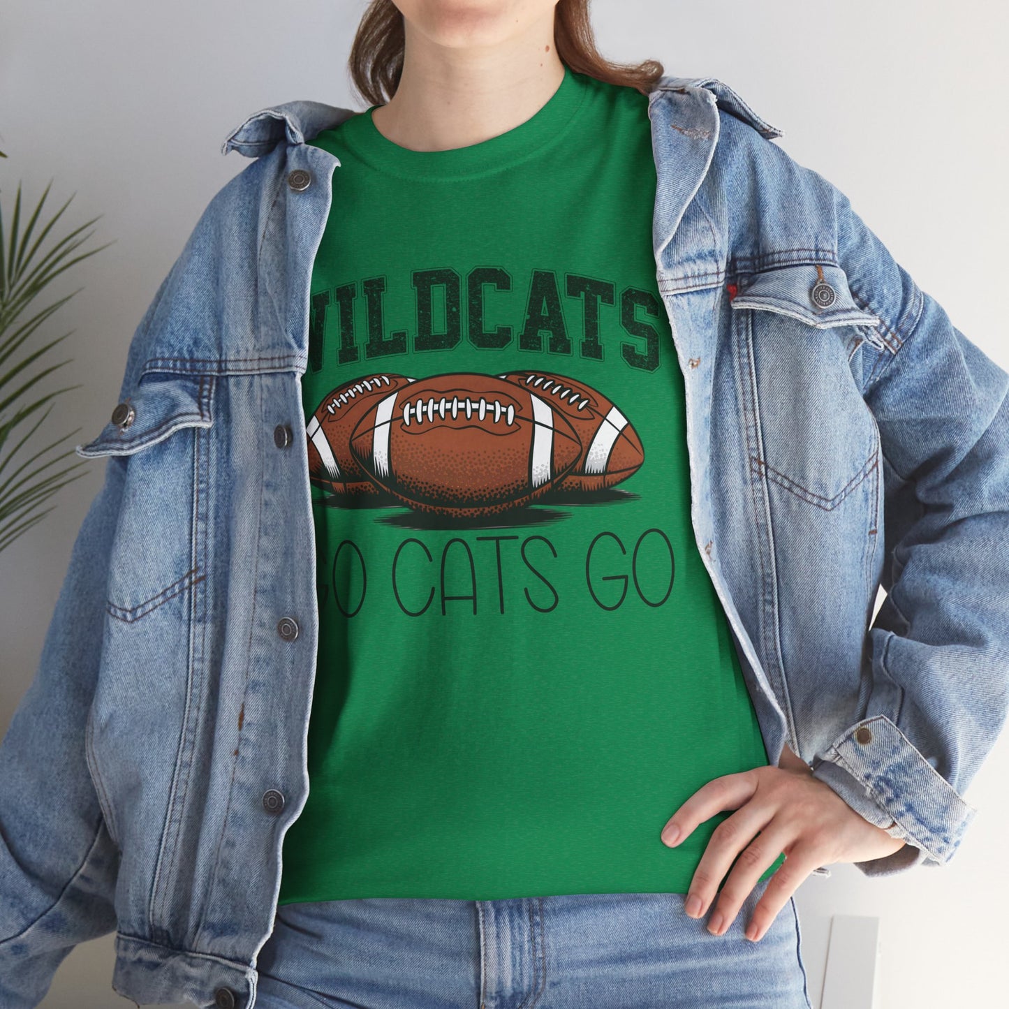 Wildcats Football Spirit Tee - Unisex Heavy Cotton T-Shirt for Fans, Game Day, Tailgating, Sports Events, Gift for Her/Him