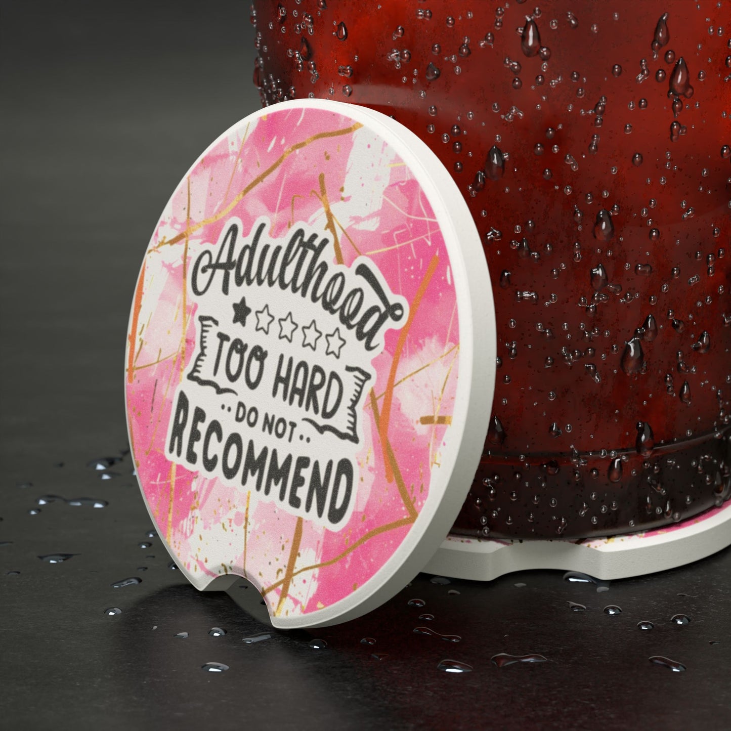 Funny Soapstone Car Coaster - Adulthood Too Hard, do not recommend